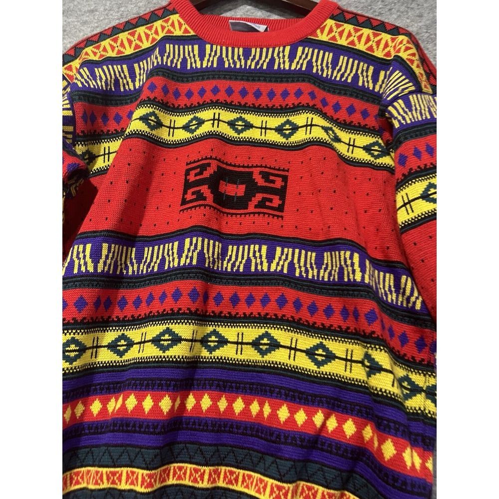 Vintage 90s Meister Sweater Mens L Crew Neck Academia 3D Knit Biggie 3D Knit